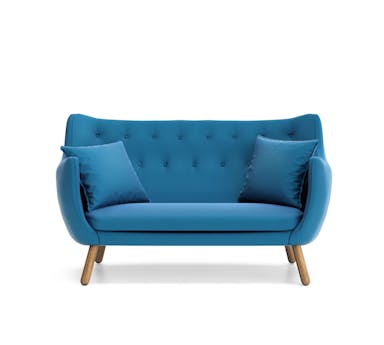 Photo d'un canapé bleu, deux places