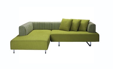 Photo d'un canapé d'angle, vert, trois places